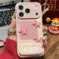 Cute Pink Horse Phone Case With Mirror Stand Color‑Block Leather Shock‑Proof Protective Cover For iPhone Anti‑Drop Shell