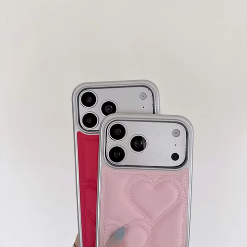 Cute 3D Embossed Love Heart Leather Phone Case For iPhone 14 15 16 17 18 Pro Max Cartoon Love Heart Protective Phone Cover