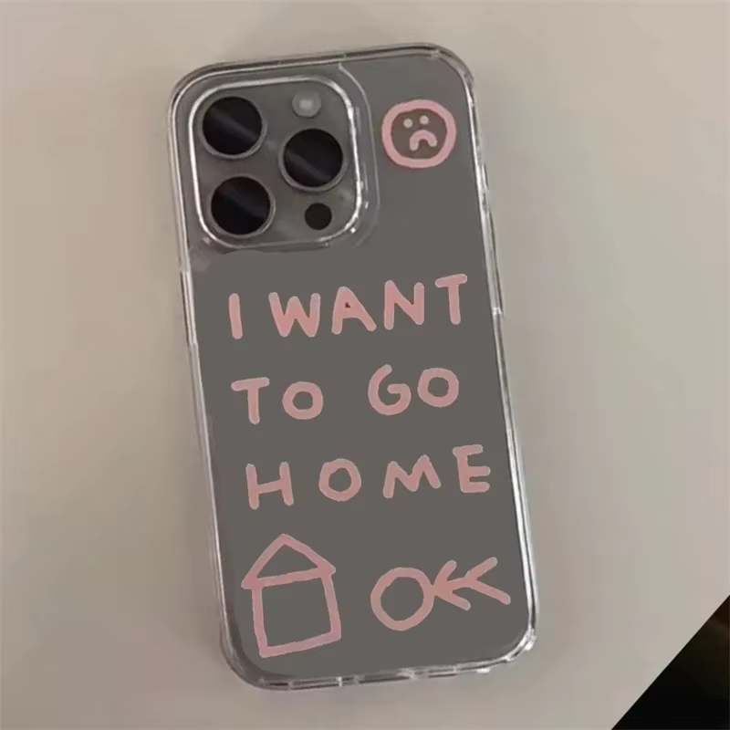 Sweet Pastel Pink Sketch Text And Minimal Cartoon Icon Transparent Protective Phone Shell, Flexible Anti‑drop Case Fits iPhone 13 14 15 16 17 Series, Playful Casual Youth‑trend Phone Cover